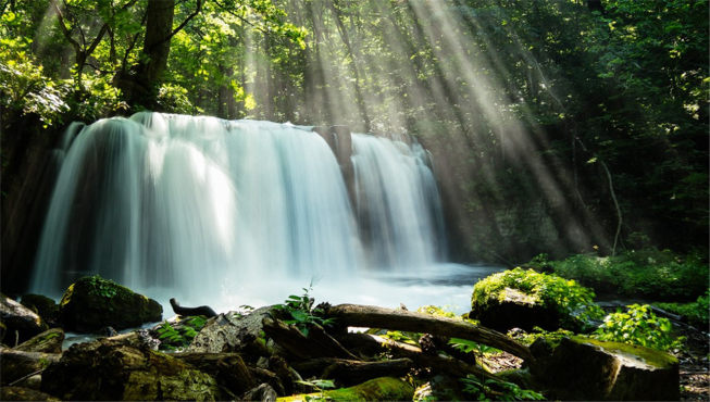 长约14公里的奥入濑溪流拥有十数个大小各异的瀑布，沿岸森林保存完好。