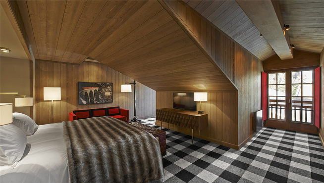 如果入住位于高层的套房，您能360度欣赏雪场全景。