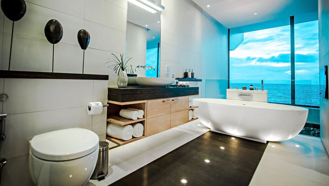 即使在泡澡时，也能尽享美景。