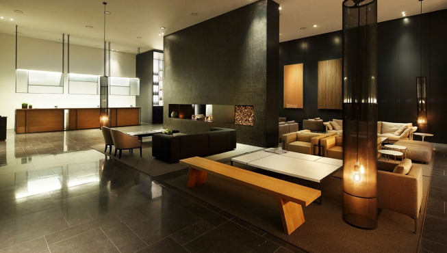 酒店大堂，简洁时尚的现代设计风格，给人一种宽敞舒适的感觉。