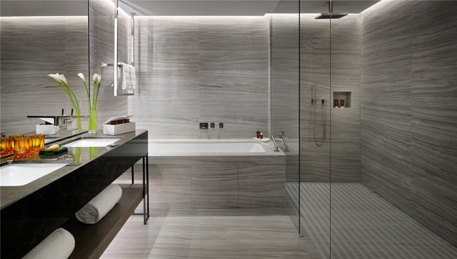 低调奢华的浴室为客人洗去一天的疲惫。