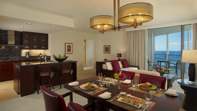 客房内的小厨房为客人的旅居提供便利